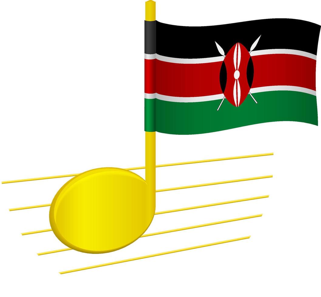 bandeira do Quênia e nota musical vetor