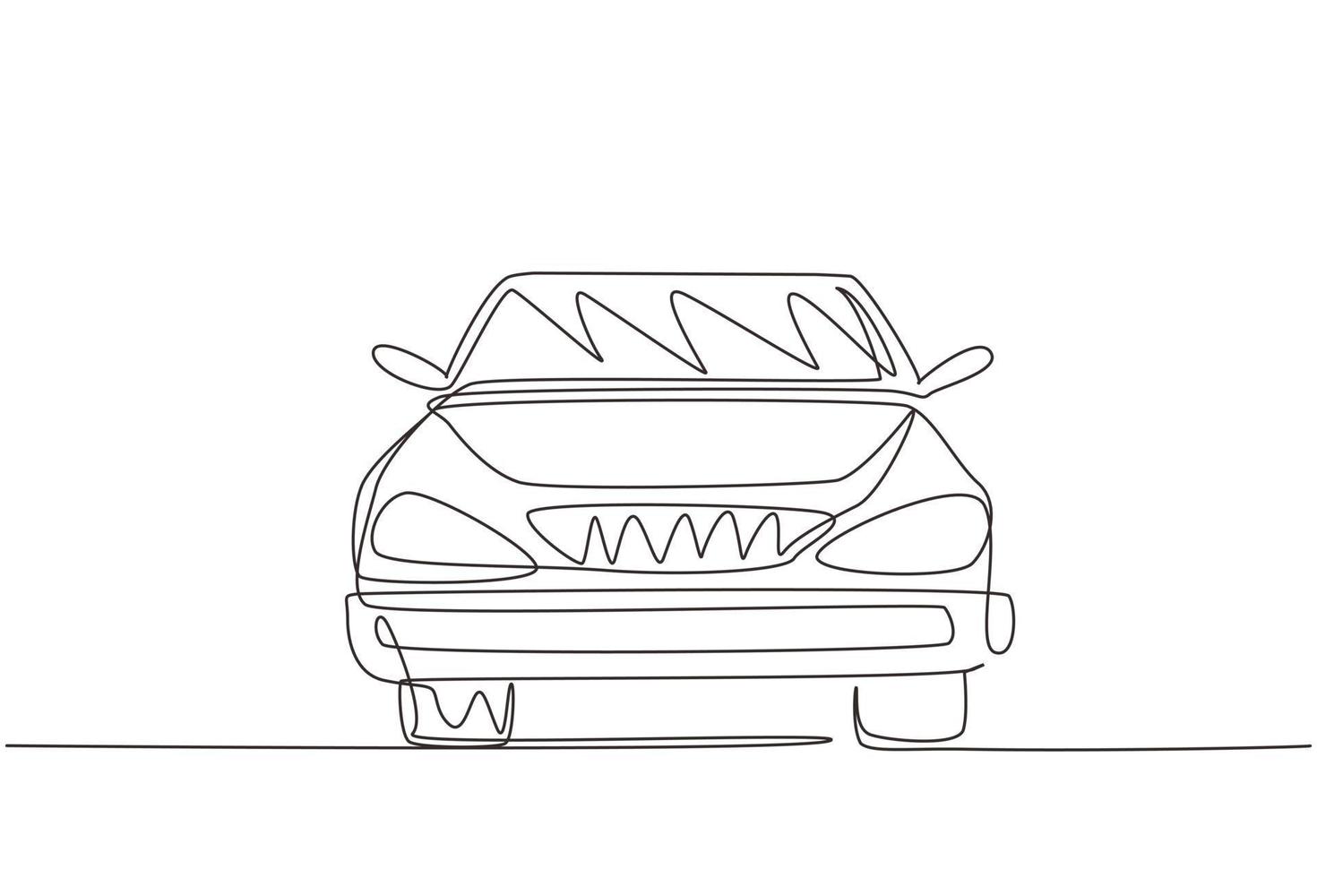 contínuo desenho de uma linha carro sedan elegante. belo carro esportivo favorito dos homens. carros com velocidade confiável para dirigir. conceito de transporte de piloto. ilustração gráfica de vetor de desenho de linha única