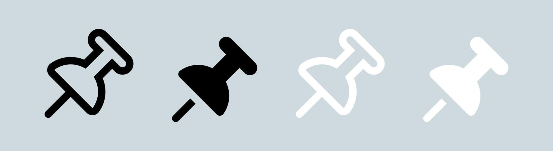 ícone de tachinha nas cores preto e branco. empurre a ilustração em vetor símbolo alfinete.
