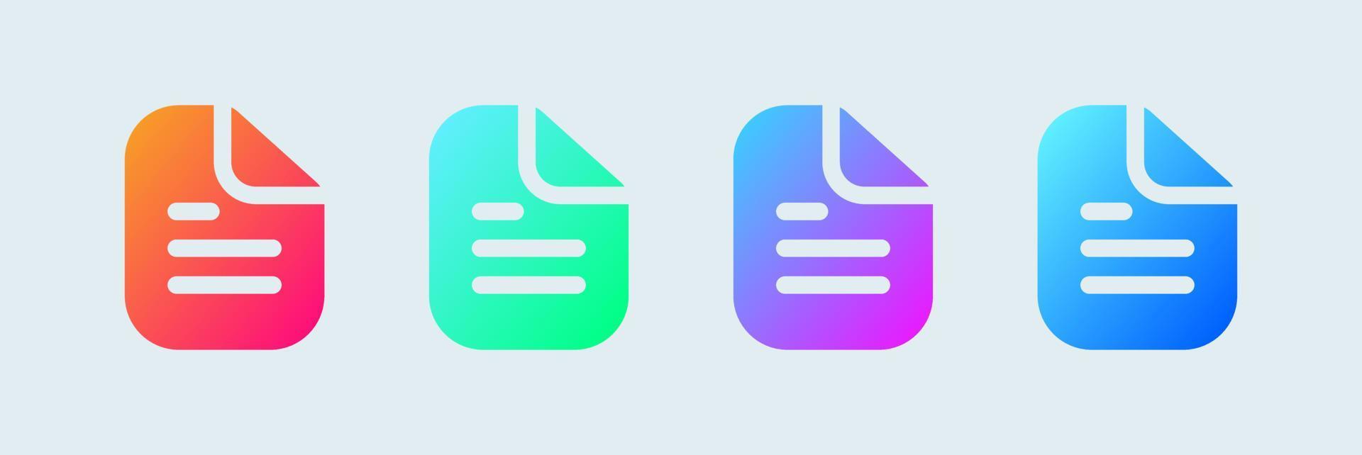 ícone sólido de documento em cores gradientes. ícone de vetor de papel escrito dobrado.