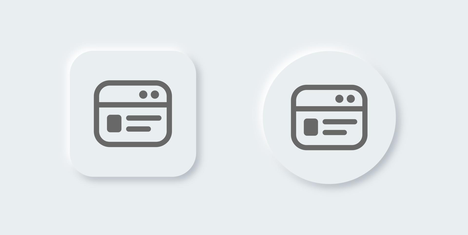 ícone de linha do navegador no estilo de design neomórfico. símbolo de vetor de página da web para interface do site.