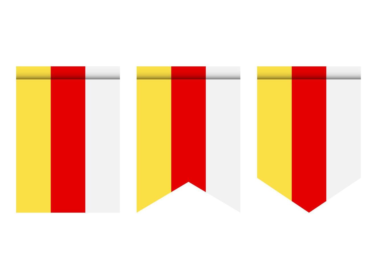 bandeira da Ossétia do Sul ou galhardete isolado no fundo branco. ícone de bandeira de galhardete. vetor