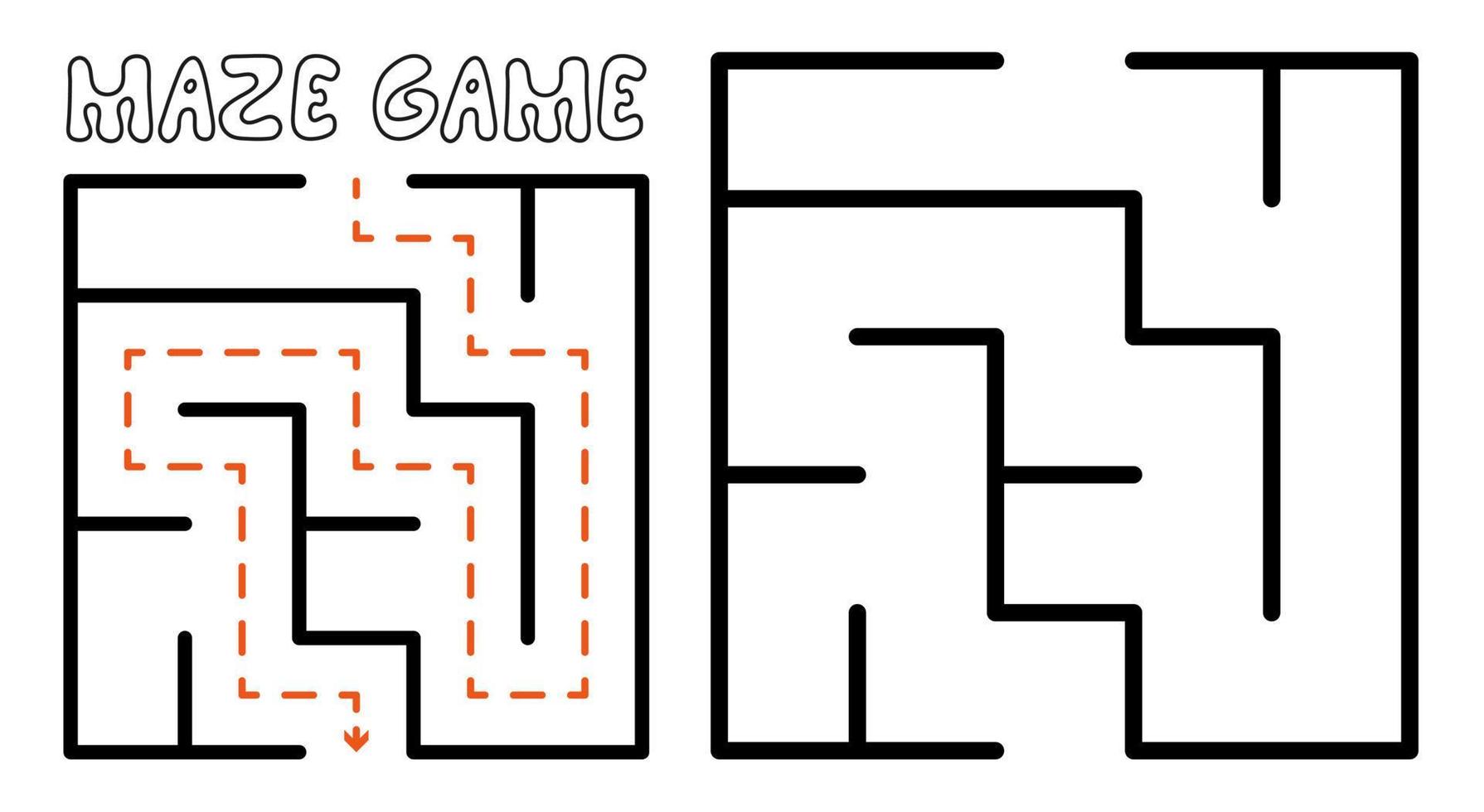 jogo de labirinto para crianças. quebra-cabeça de labirinto simples com solução vetor