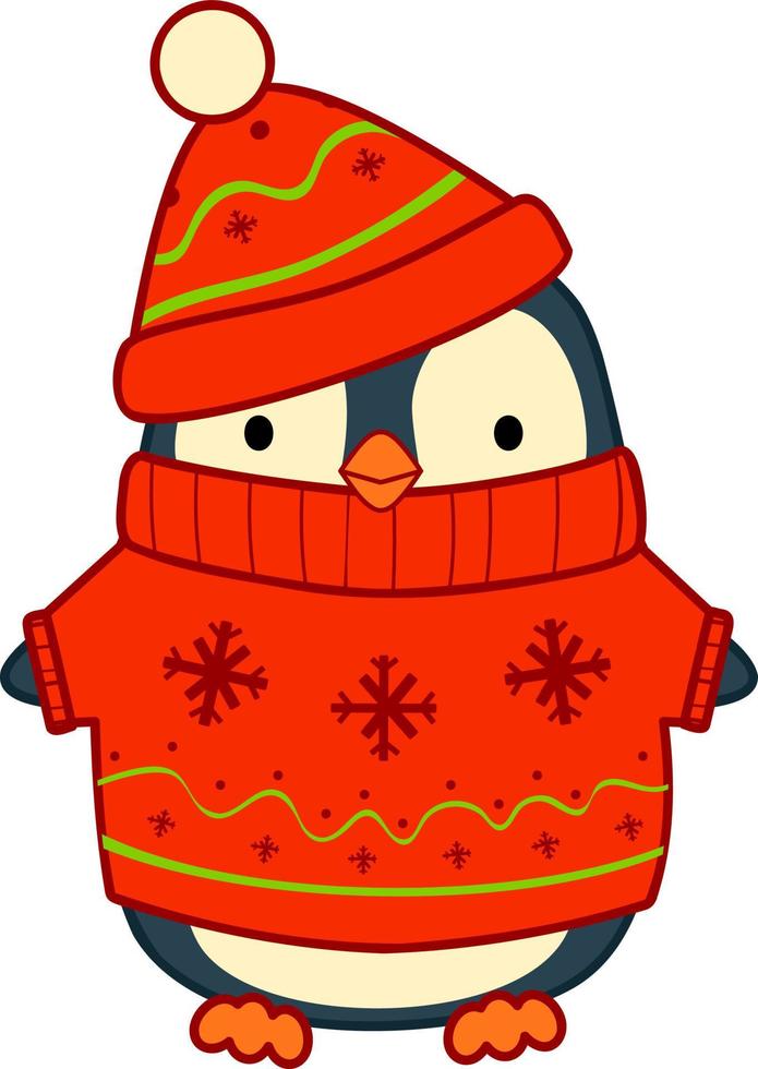 clipart de desenhos animados de natal. ilustração vetorial de clipart de pinguim de natal vetor