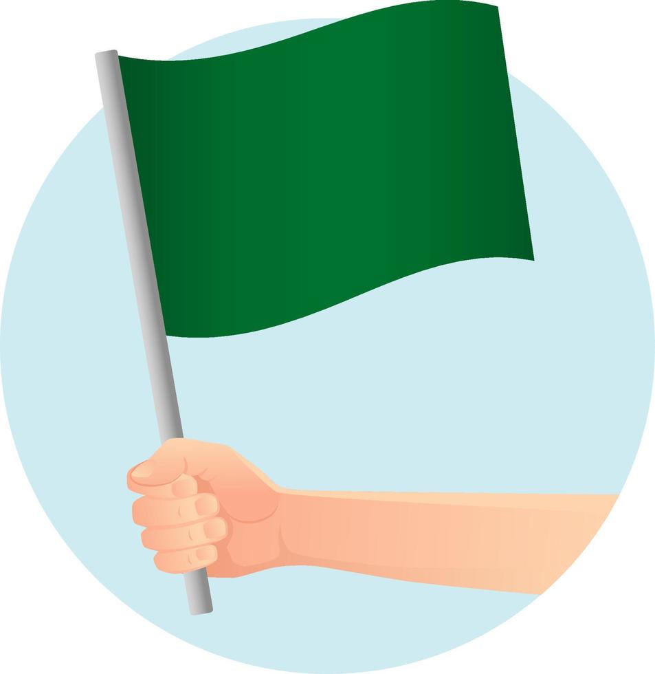 bandeira verde na mão vetor