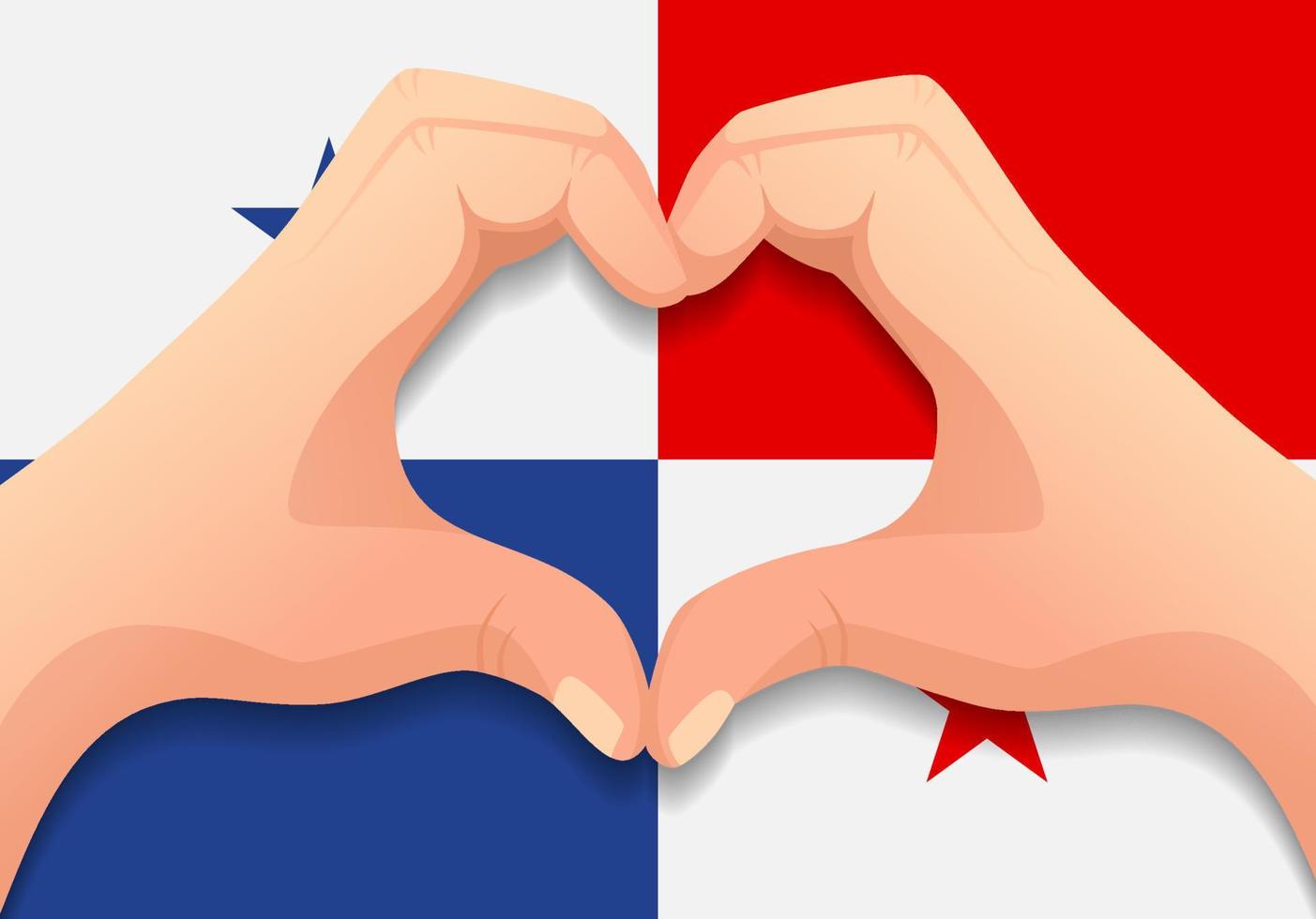 bandeira do panamá e forma de coração de mão vetor