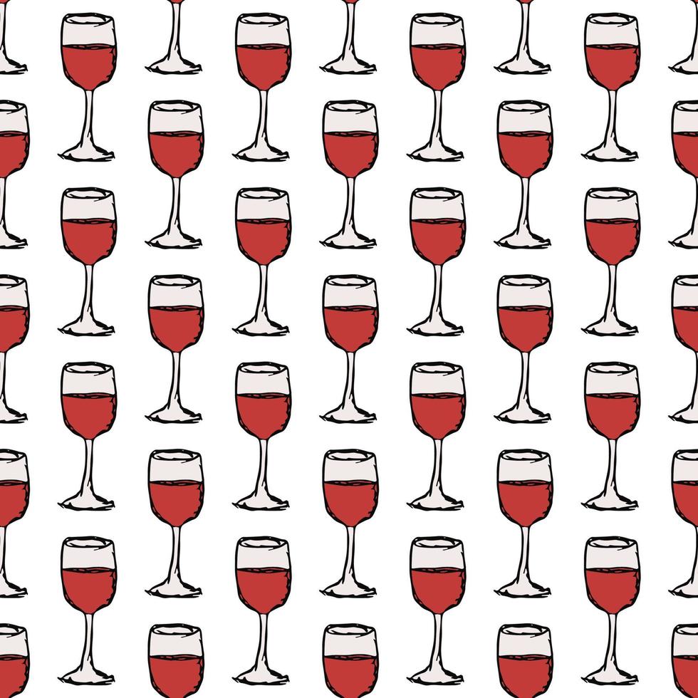 padrão de vinho sem costura. ilustração vetorial doodle com ícone de vinho. padrão com vinho vetor