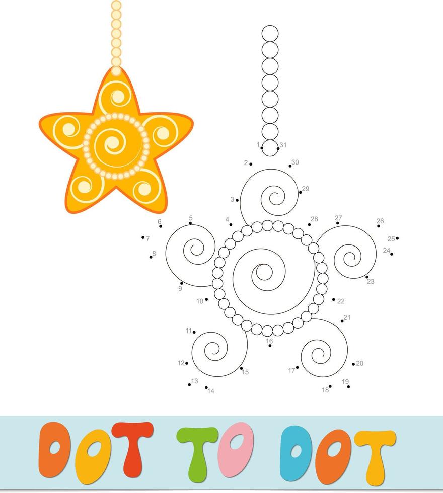quebra-cabeça de natal ponto a ponto. jogo de conectar pontos. ilustração vetorial estrela de natal vetor