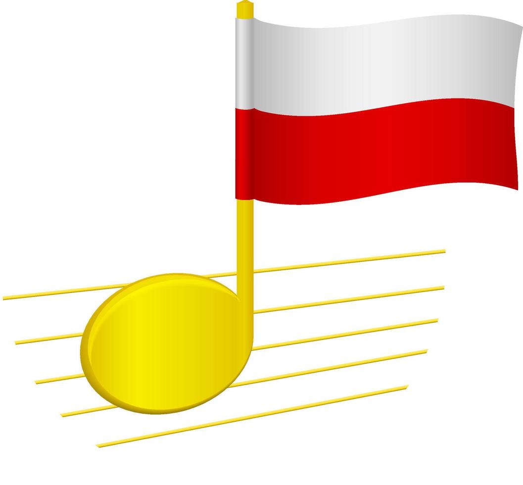 bandeira da polônia e nota musical vetor