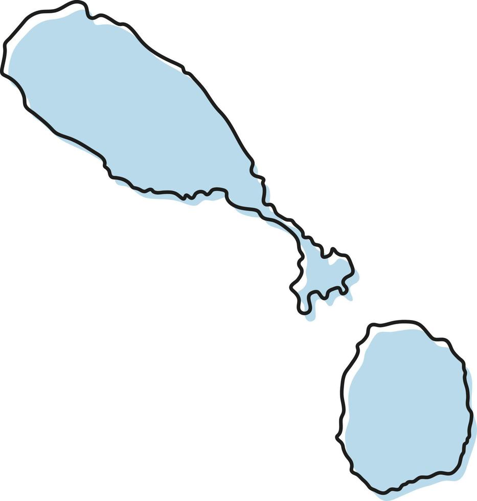 mapa de contorno simples estilizado do ícone de São Cristóvão e Nevis. mapa de esboço azul de ilustração vetorial de saint kitts e nevis vetor