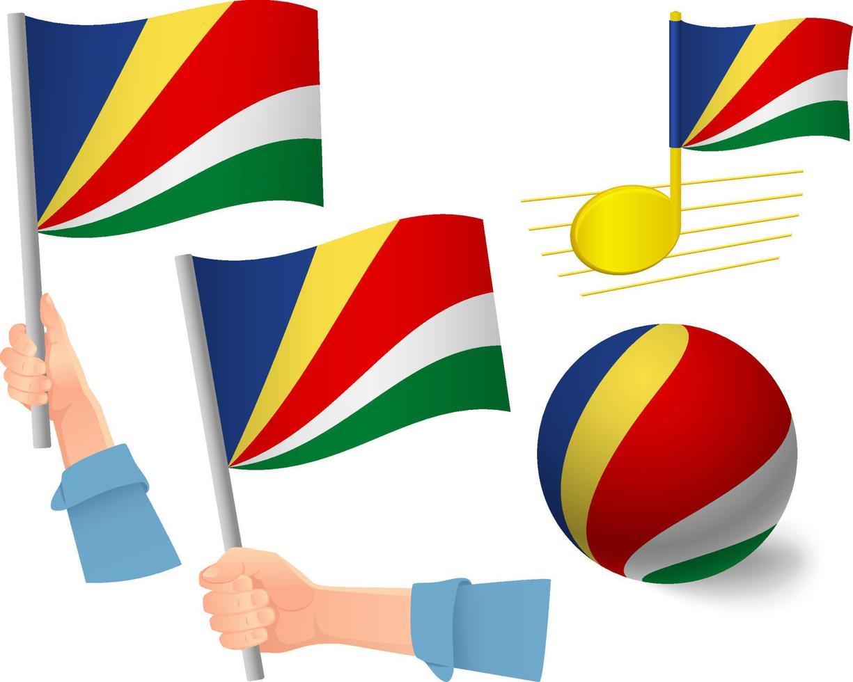 conjunto de ícones de bandeira de seychelles vetor