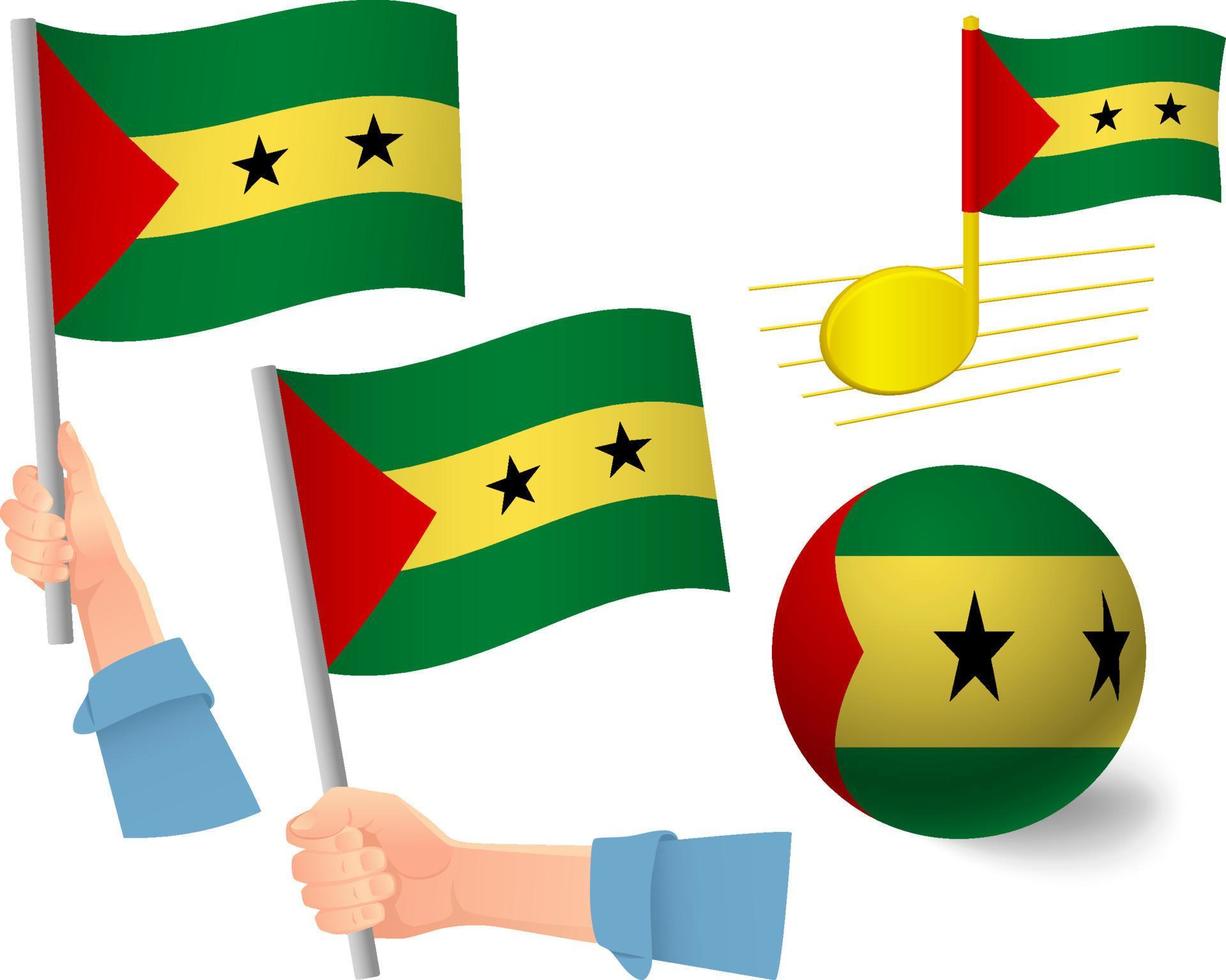 conjunto de ícones de bandeira são tomé e príncipe vetor