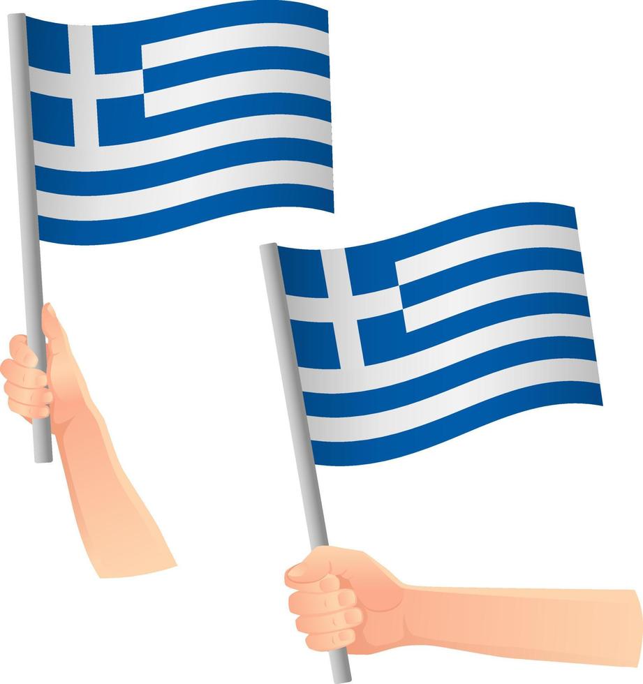 bandeira da grécia em ícone de mão vetor