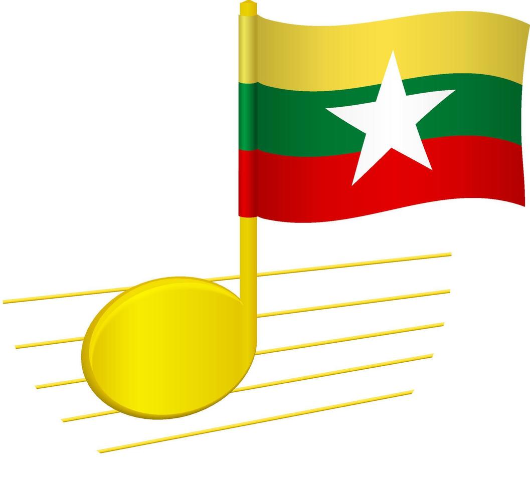 bandeira da Birmânia e nota musical vetor