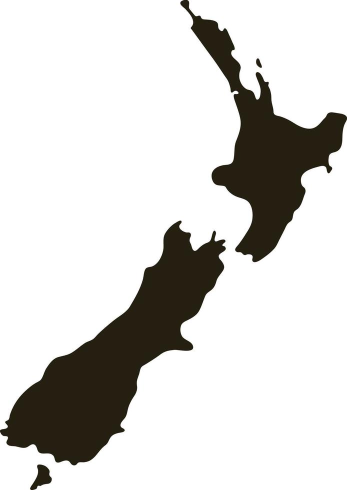 mapa da Nova Zelândia. ilustração vetorial de mapa preto sólido vetor