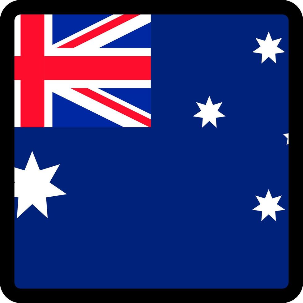 bandeira da austrália em forma de quadrado com contorno contrastante, sinal de comunicação de mídia social, patriotismo, um botão para alternar o idioma no site, um ícone. vetor
