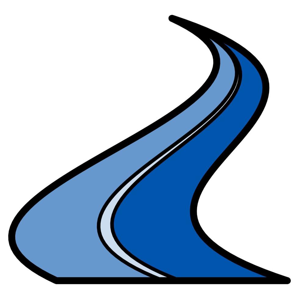 ícone de linha de vetor de estrada curva isolado em um fundo branco.