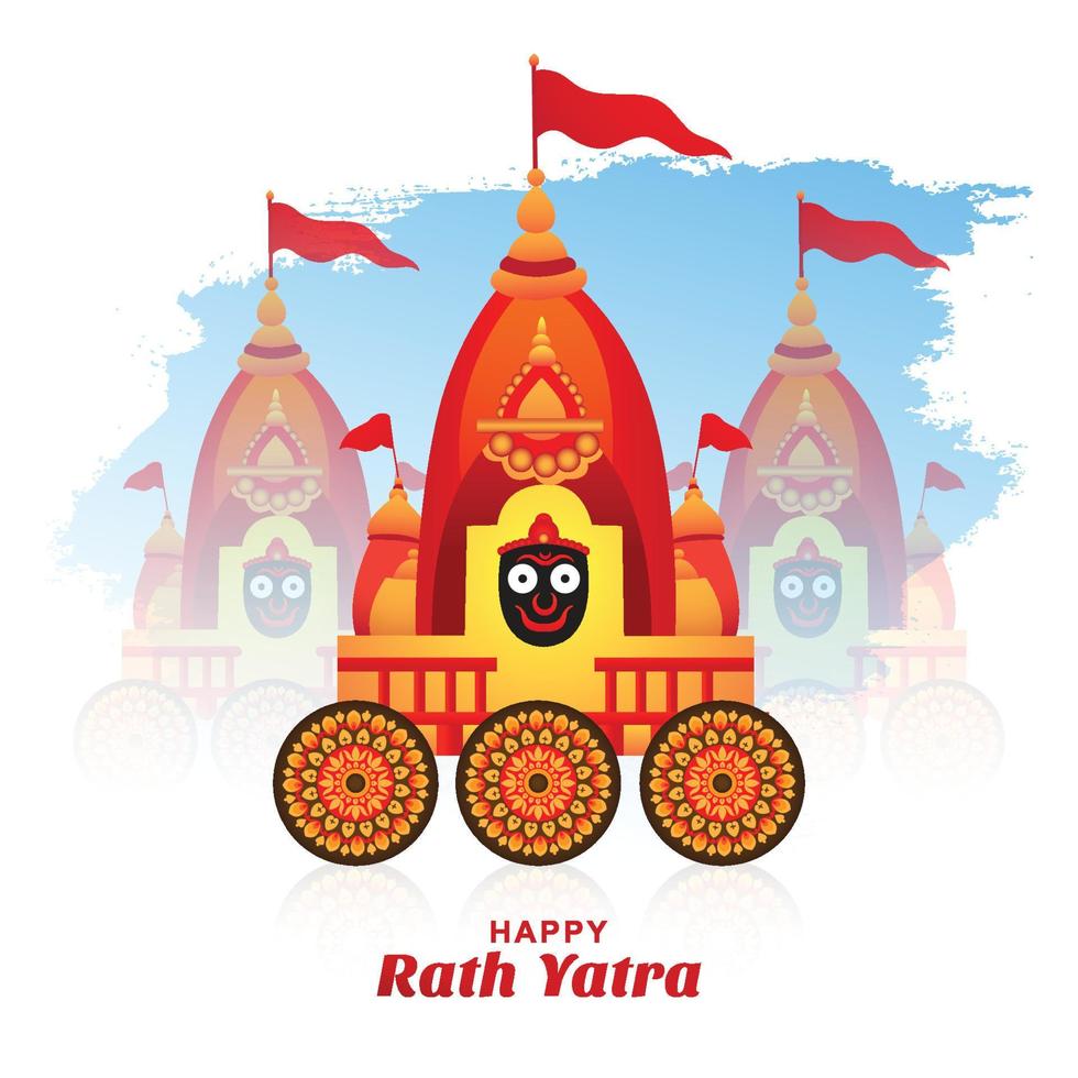 feliz celebração do feriado de rath yatra para fundo de lord jagannath vetor