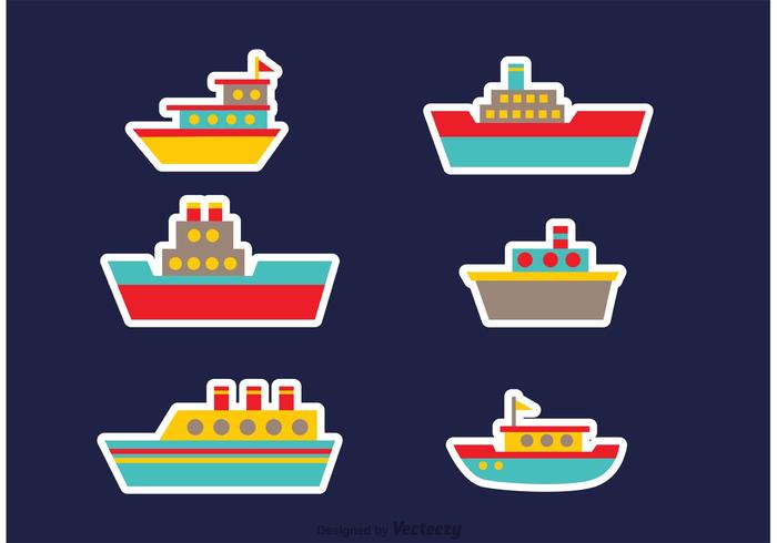 Vetores coloridos do barco e do navio