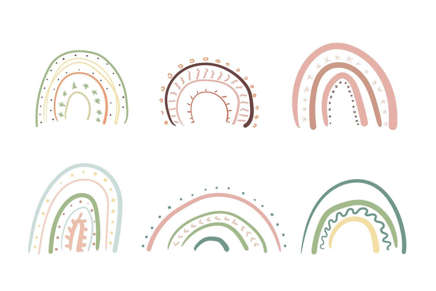 coleção de ilustrações desenhadas à mão em estilo infantil fofo escandinavo. elemento gráfico para tecido de bebê, papel de parede, pôster, estampa de roupas. ilustração vetorial dos desenhos animados. vetor