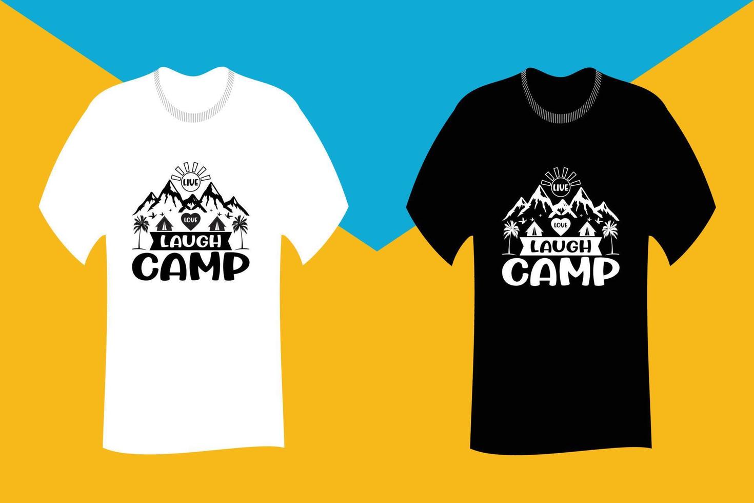 design de camiseta de acampamento de risada de amor ao vivo vetor