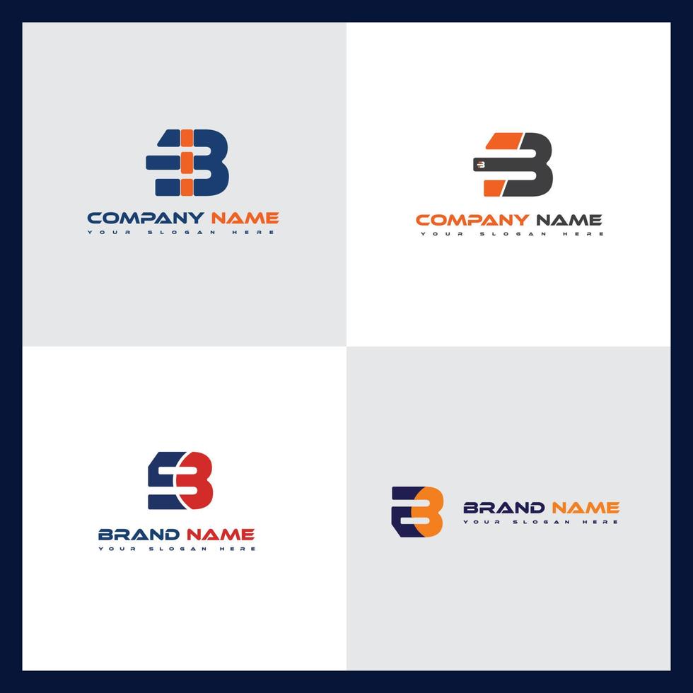 conjunto de design de logotipo de letra b alfabeto ícone abstrato, ícone de identidade da empresa, marca de negócios vetor