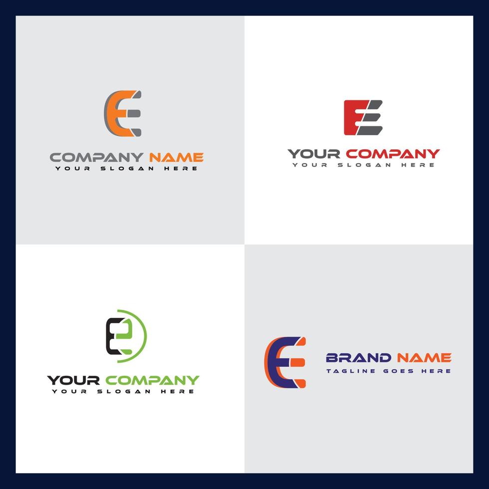 conjunto de design de logotipo de letra e alfabeto de ícone abstrato, ícone de identidade da empresa, modelo de marca comercial vetor