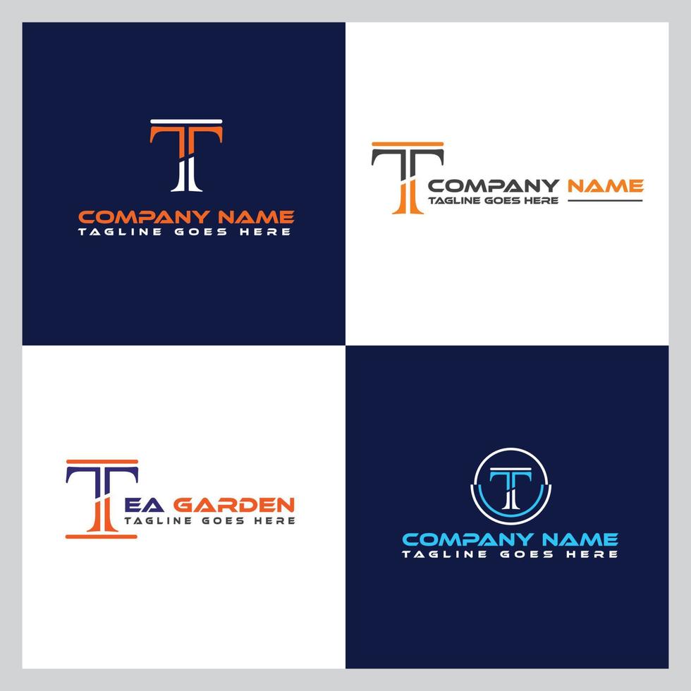 conjunto de design de logotipo de letra t alfabeto ícone abstrato, ícone de identidade da empresa, modelo de marca comercial vetor