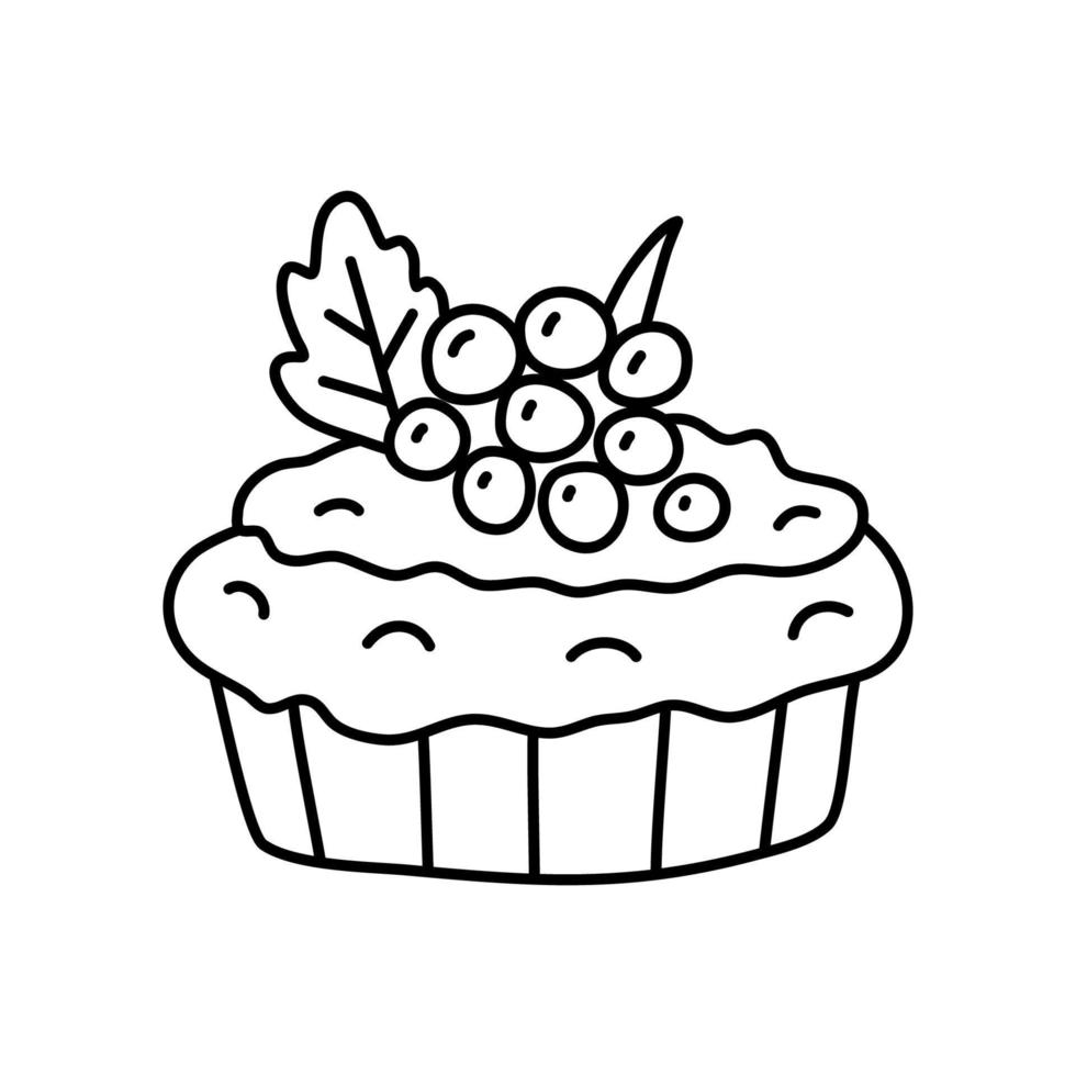 mini torta com frutas. desenho vetorial doodle. vetor