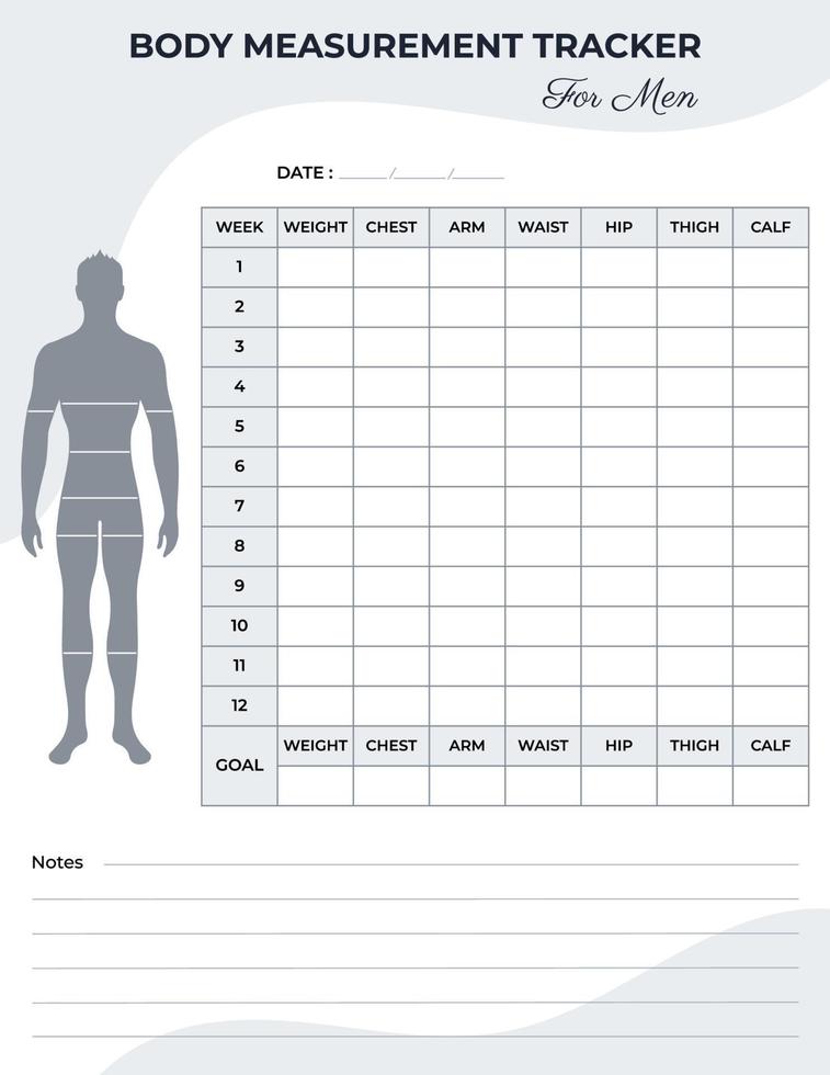 rastreador de medição corporal para homens, rastreador de perda de peso vetor