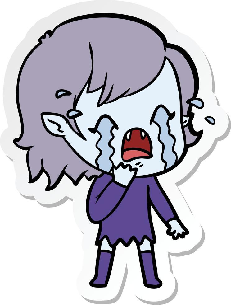 adesivo de uma garota vampira chorando de desenho animado vetor