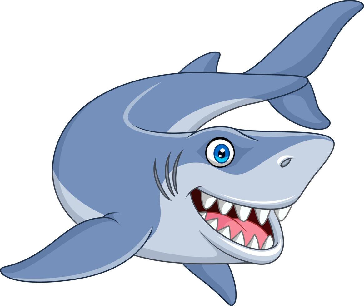 desenho animado tubarão sorridente vetor