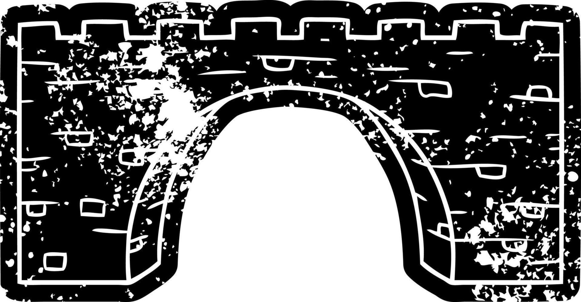 desenho de ícone grunge de uma ponte de pedra vetor