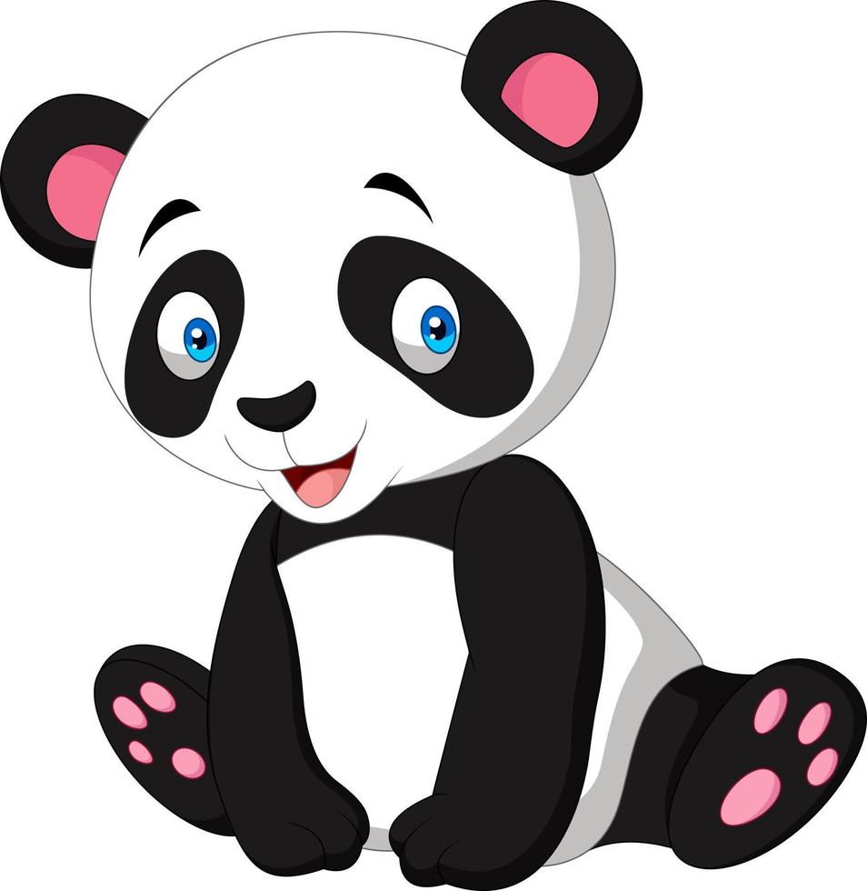 panda bonito dos desenhos animados isolado no fundo branco vetor