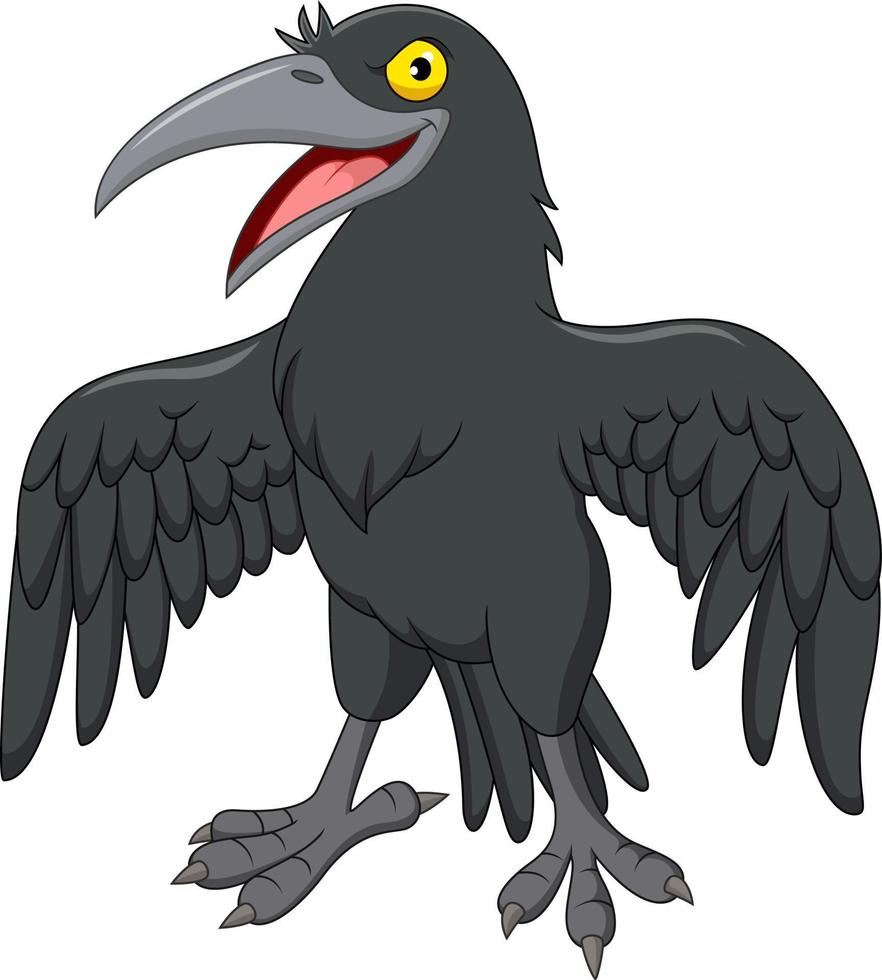 corvo de desenho animado isolado no fundo branco vetor