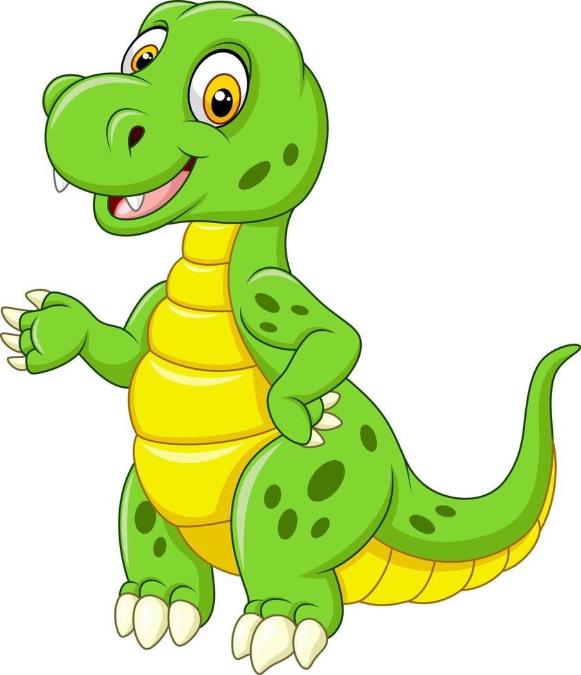 dinossauro verde engraçado dos desenhos animados vetor