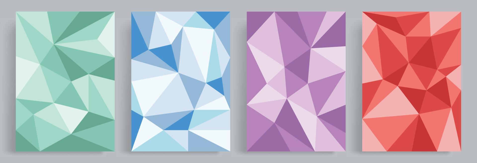 4 conjuntos de fundos de vetor de modelo geométrico minimalista. fundo de textura abstrata polígono colorido. adequado para cartazes, capas, mídias sociais, escritórios