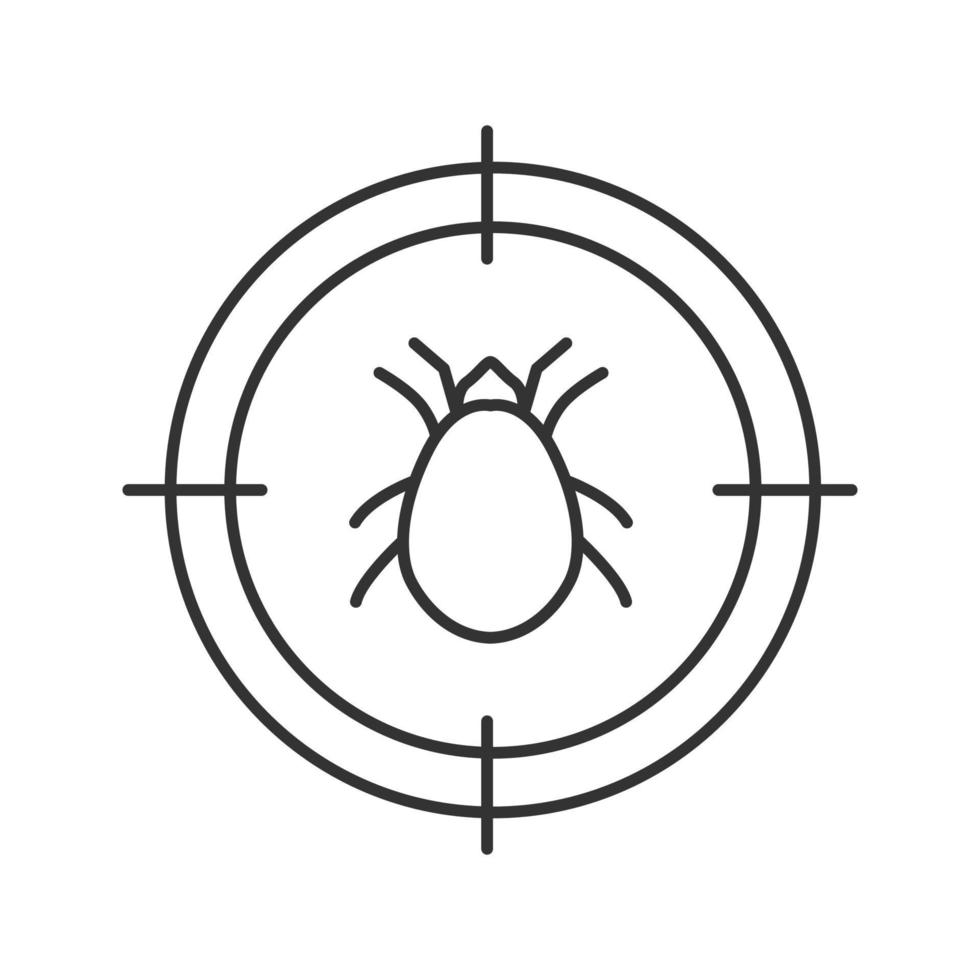 ícone linear de alvo de ácaro. repelente de insetos parasitas. ilustração de linha fina. símbolo de contorno. desenho de contorno isolado de vetor