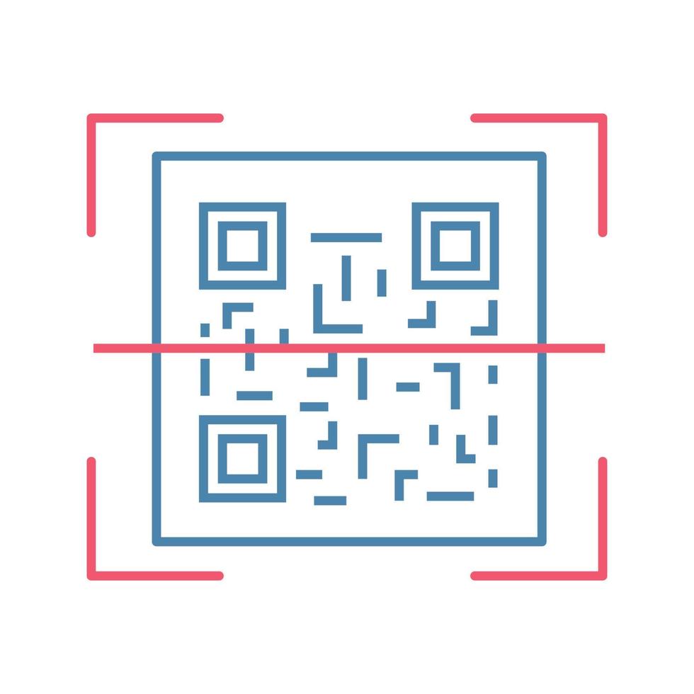 ícone de cor de digitalização de código qr. aplicativo de leitura de código 2d. scanner de código de barras de matriz. código de barras bidimensional. ilustração vetorial isolada vetor