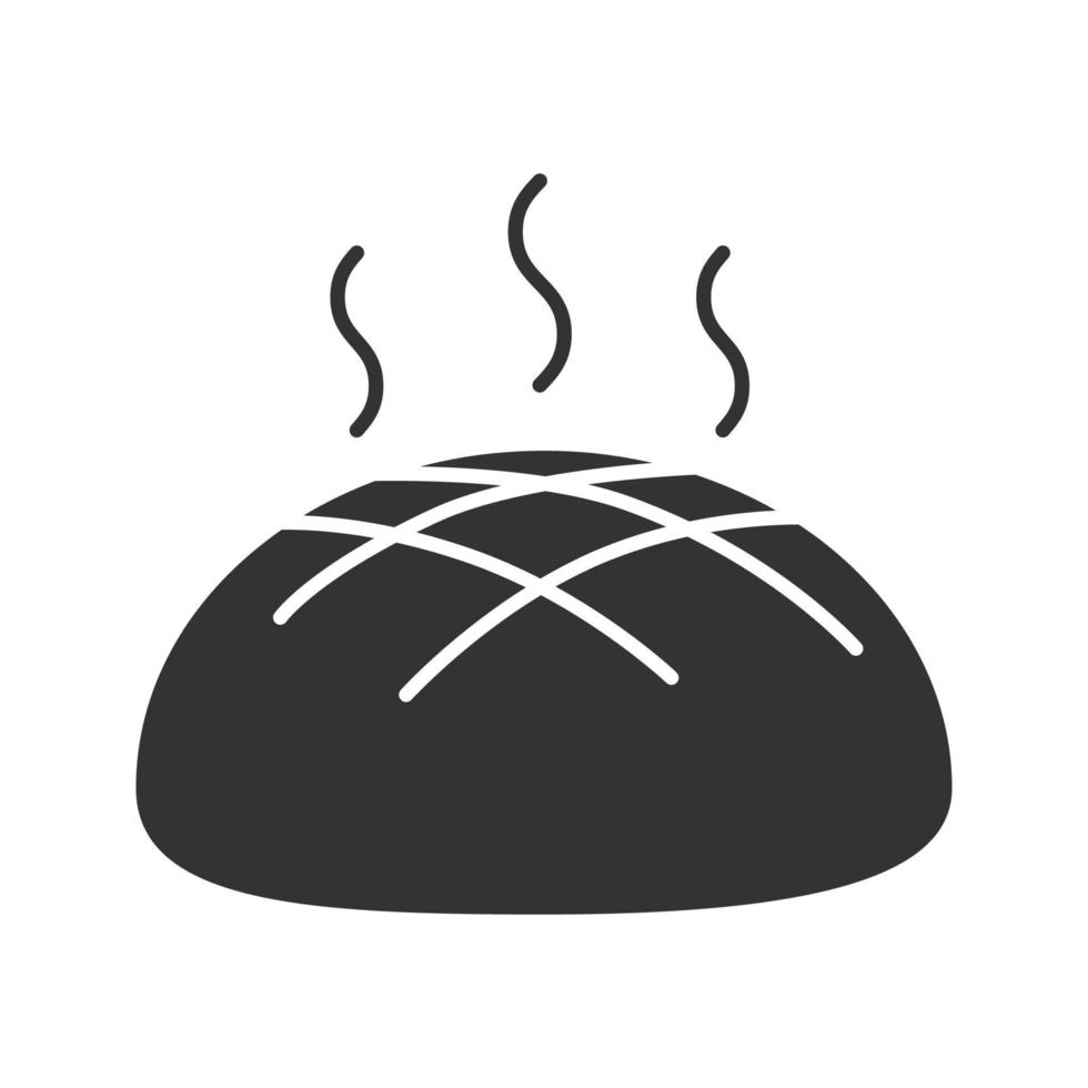 ícone de glifo de pão de centeio redondo fresco. símbolo de silhueta. espaço negativo. ilustração vetorial isolada vetor
