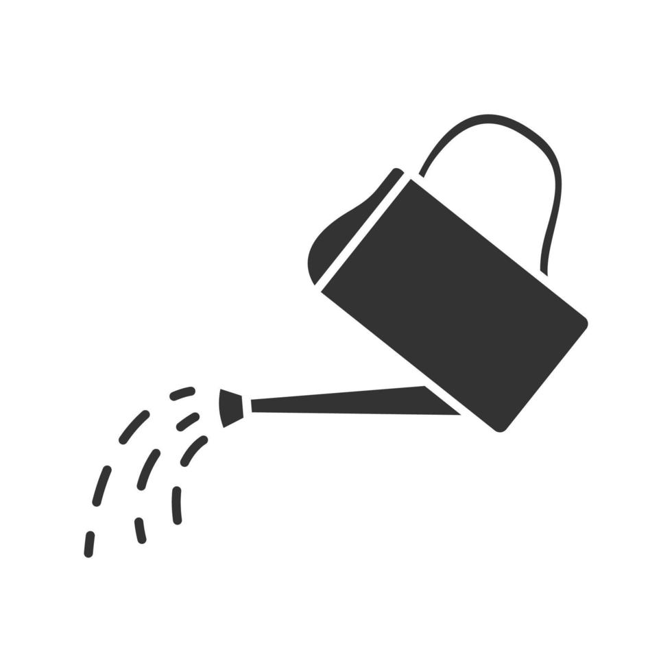 ícone de glifo de regador. cuidados com as plantas. símbolo de silhueta. espaço negativo. ilustração vetorial isolada vetor