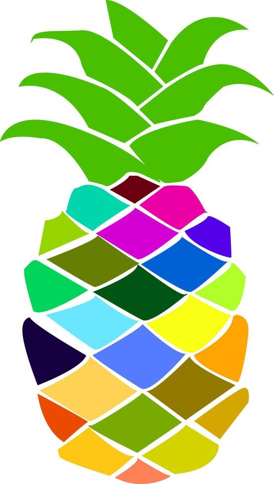 fundo de logotipo branco de abacaxi de frutas coloridas. vetor