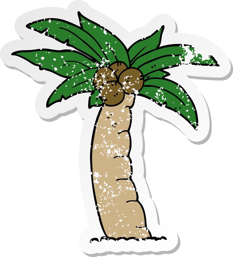 vinheta angustiada de uma palmeira de desenho animado vetor