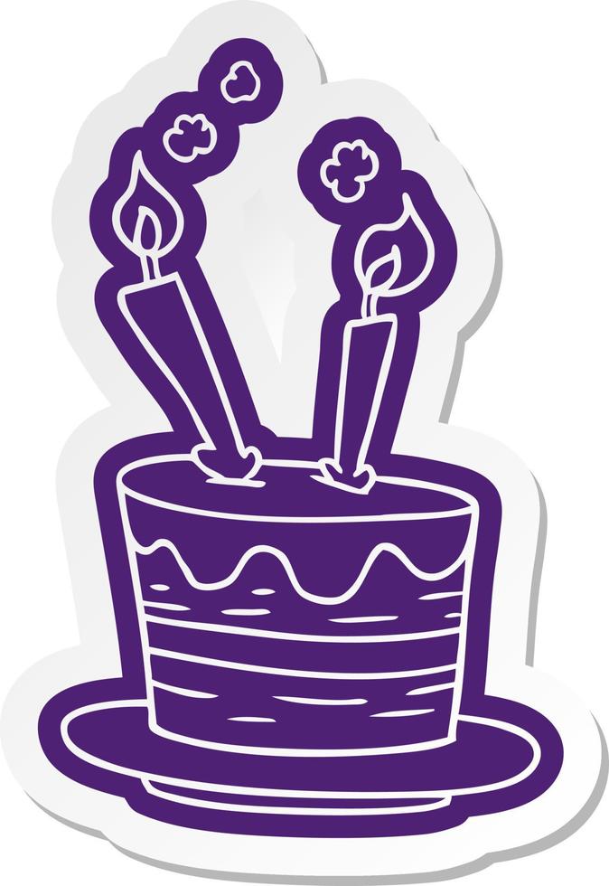 adesivo de desenho animado de um bolo de aniversário vetor