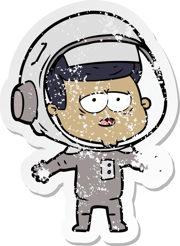 vinheta angustiada de um astronauta cansado de desenho animado vetor