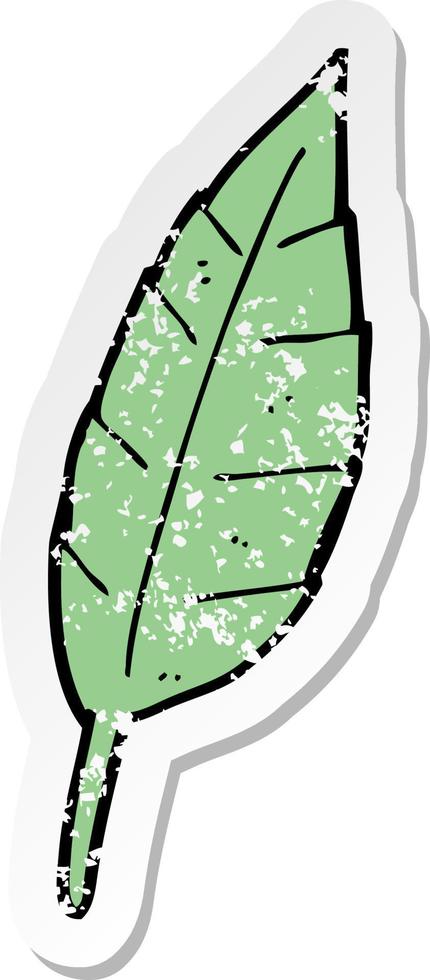 adesivo retrô angustiado de uma folha de desenho animado vetor