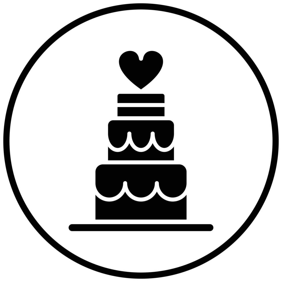 estilo de ícone de bolo de casamento vetor