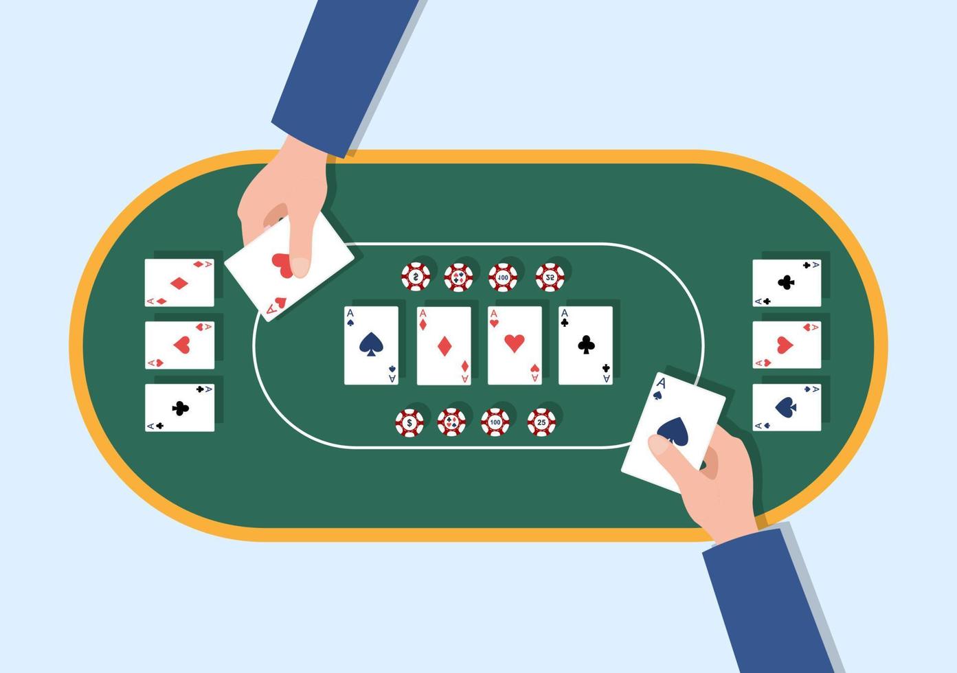 ilustração de desenhos animados de cassino com botões, caça-níqueis, roleta, fichas de pôquer e cartas de baralho para design de estilo de jogo vetor