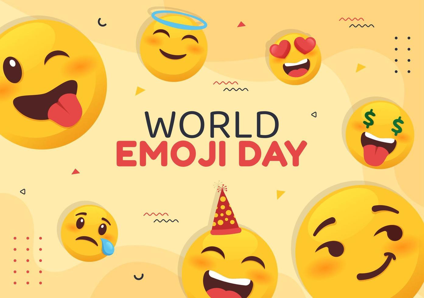 modelo de mídia social do dia mundial emoji ilustração vetorial de fundo de desenho animado plano vetor