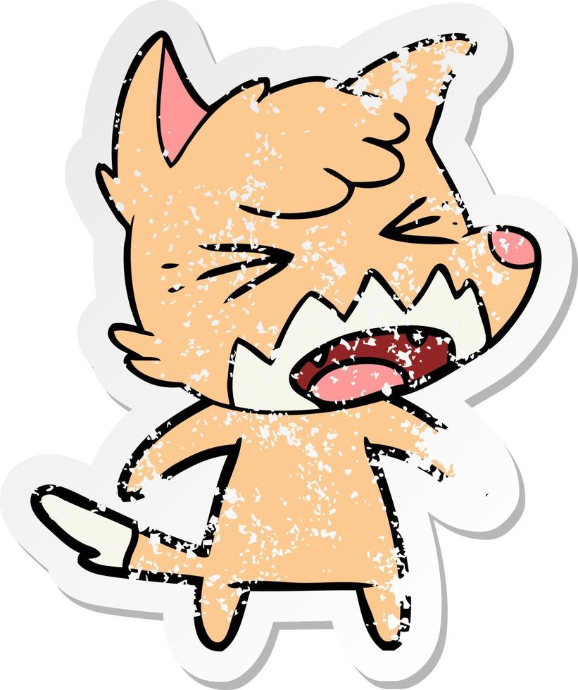 vinheta angustiada de uma raposa de desenho animado com raiva vetor